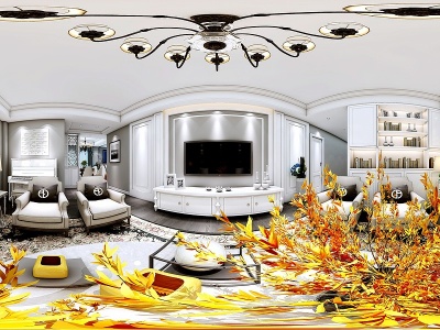 欧式风格的客厅3d模型