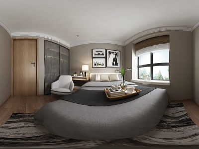 3d现代风格的卧室模型