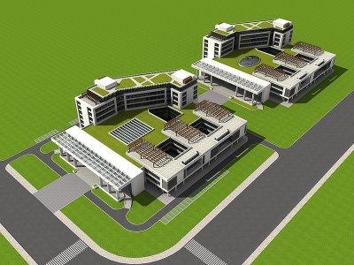 3d现代医院模型