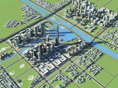 小清河规划模型3d模型