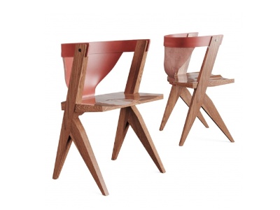 3d现代实木单椅模型
