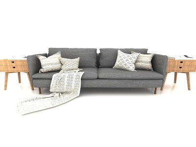 3d现代风格休闲双沙发模型