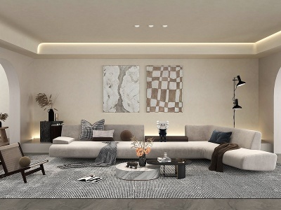 3d诧寂风格的客厅模型