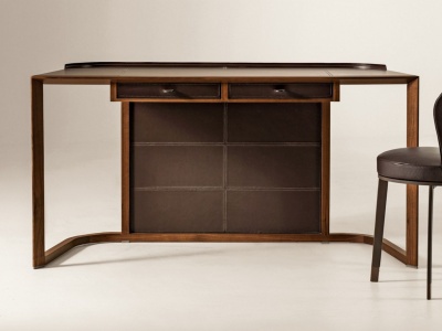现代皮革椅桌椅办公桌椅模型