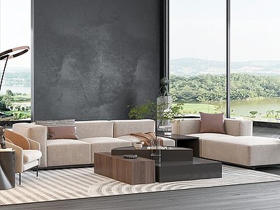 现代风格的沙发茶几模型
