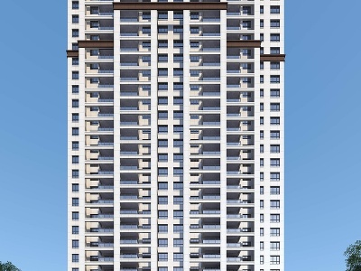3d独栋高层住宅模型