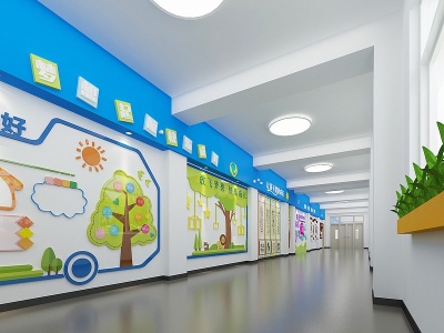 学校宣传走廊模型3d模型