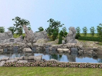 3d假山水景模型