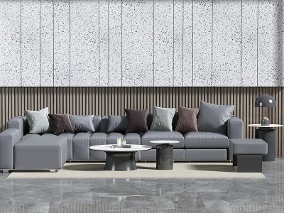现代灰色沙发组合模型
