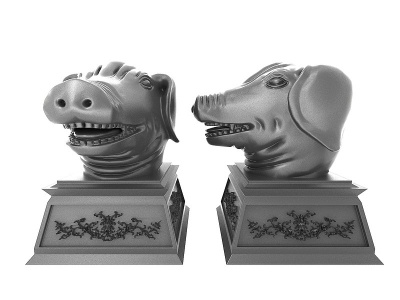 3d现代风格猪头雕塑模型