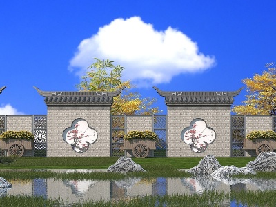 古建围墙模型3d模型