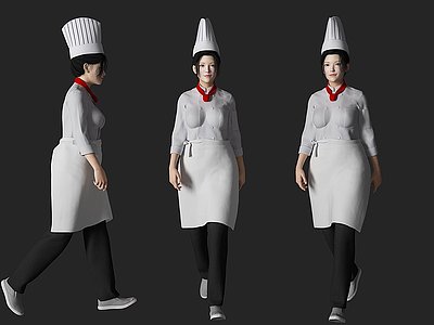 3d厨师美女人物模型