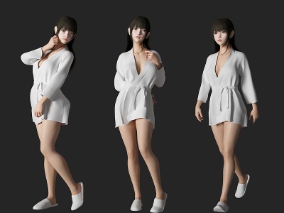 穿浴袍美女人物模型3d模型