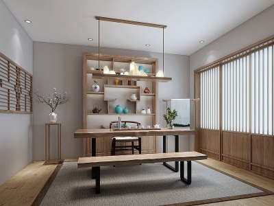 3d中式茶室茶桌模型