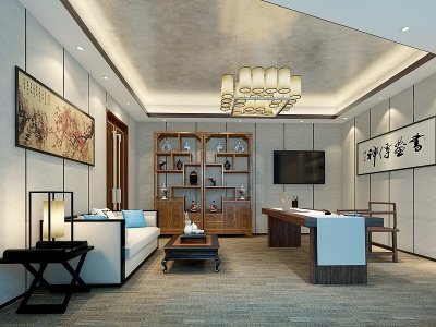 中式办公室模型3d模型