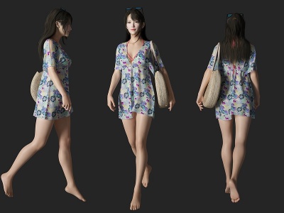 沙滩美女人物3d模型
