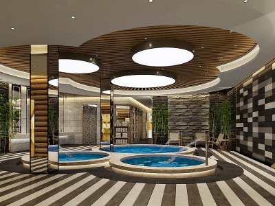 3d现代洗浴中心水池模型