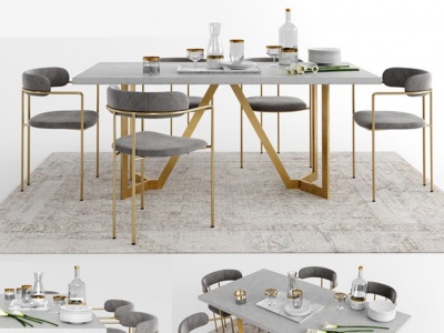后现代餐桌椅组合模型3d模型