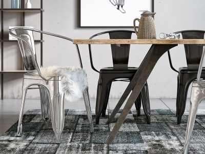 工业风格餐厅餐桌椅子模型3d模型