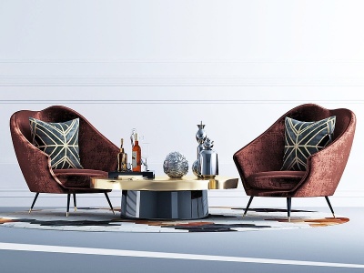 3d简欧沙发茶几组合模型