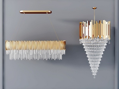 现代金属水晶吊灯模型