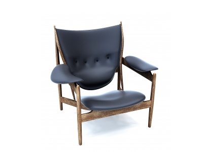 高档北欧皮质休闲椅3d模型