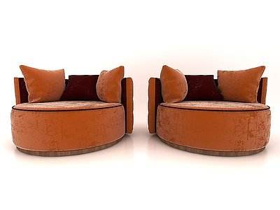 3d现代风格圆形小沙发模型
