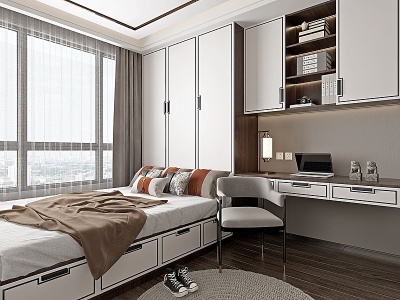 新中式榻榻米卧室模型3d模型