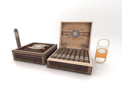 3d木制雪茄盒模型