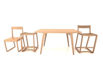 3d现代风格木制桌椅模型