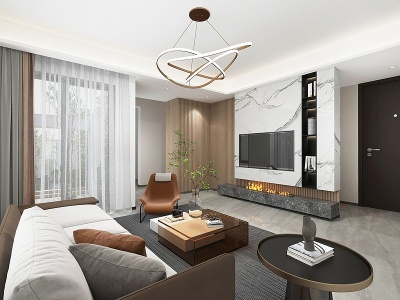 3d现代轻奢客厅沙发模型