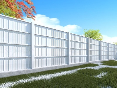 3d现代彩钢板围栏模型