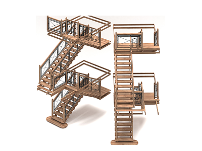 3d现代旋转木楼梯模型