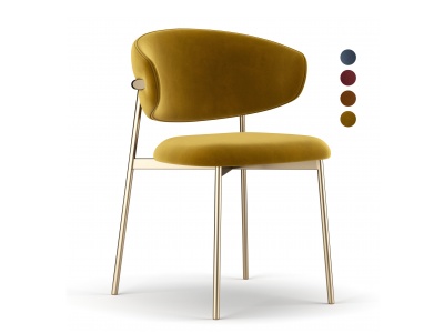 3d现代休闲黄色金属拼布艺椅模型