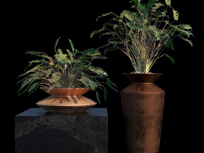 3d现代热带雨林植物盆栽模型