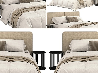 3d现代舒适休闲布艺大床模型
