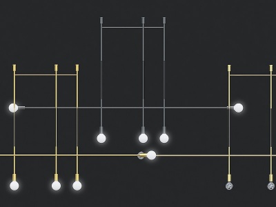 3d现代金属灯泡吊灯模型