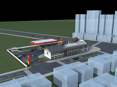云鑫石化加油站模型3d模型