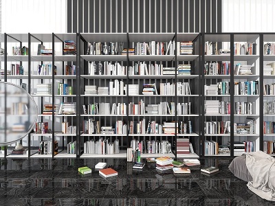 3d现代书架书柜书籍书本模型