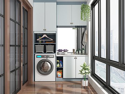 现代洗衣机阳台柜3d模型