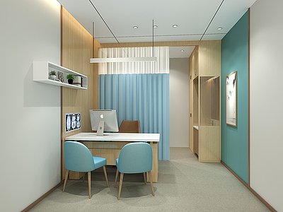3d现代医院诊室电脑书桌椅模型