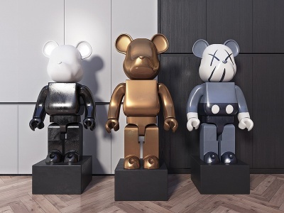 3d现代熊雕塑摆件组合模型