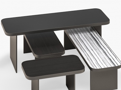 现代方桌椅组合3d模型