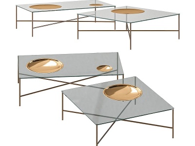 现代创意镶嵌盘休闲桌模型