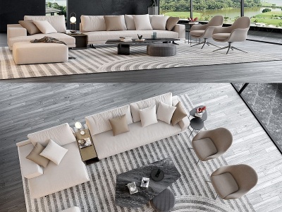 现代极简轻奢沙发3d模型