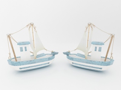 现代风格小船摆件3d模型