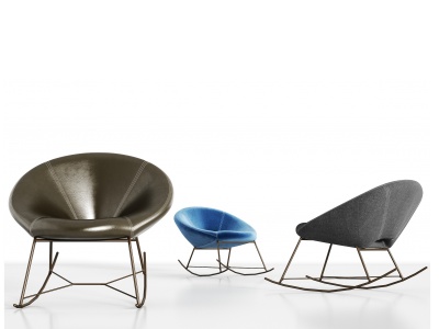 现代金属皮革绒布单椅组合模型