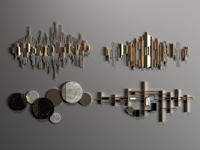 现代金属墙饰挂件组合模型3d模型