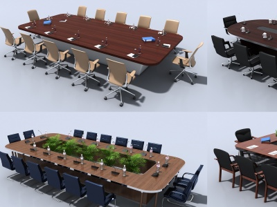 现代会议办公桌椅模型