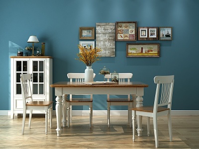 地中海餐桌椅组合模型3d模型